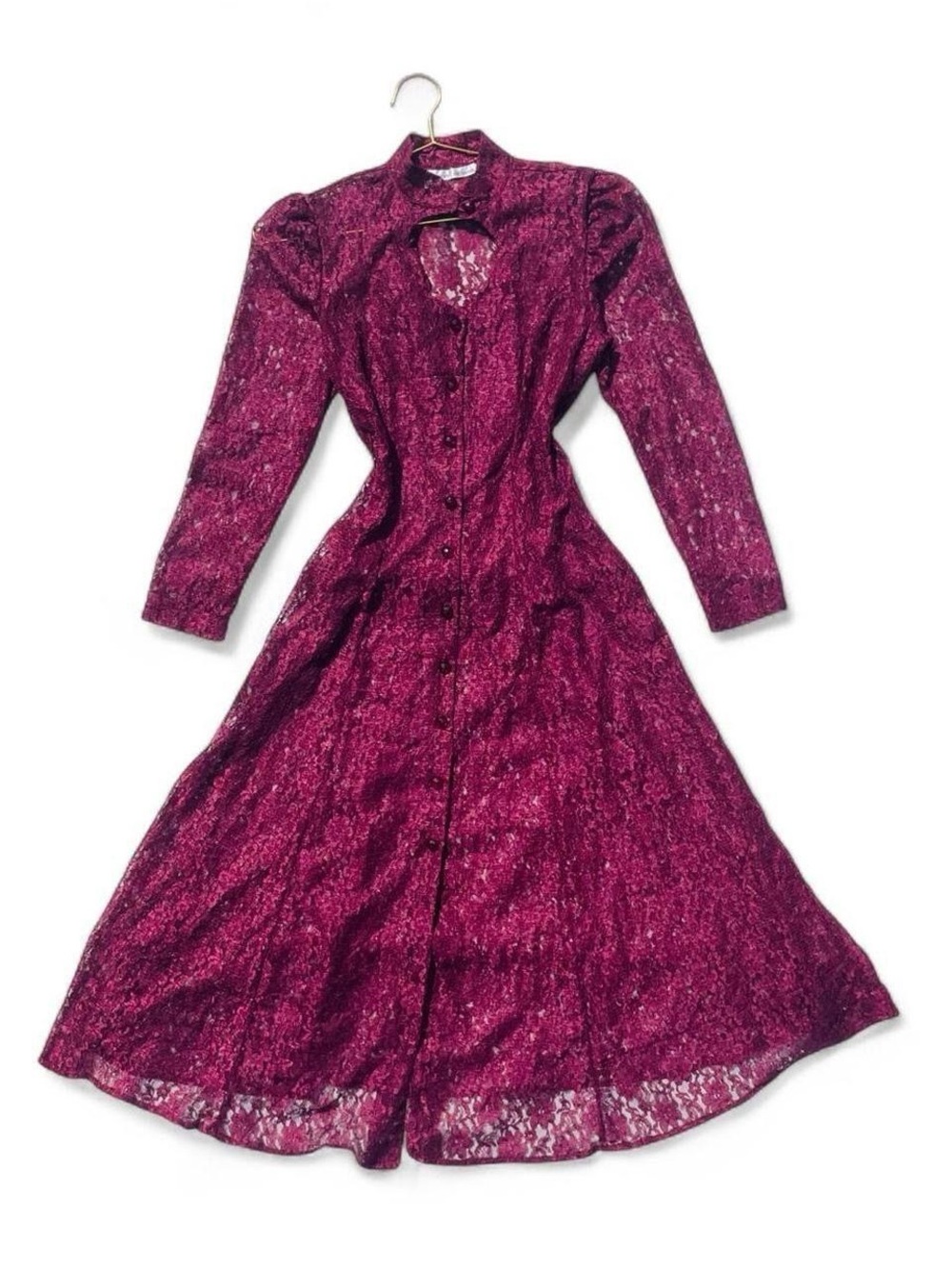 Vintage Sarah Richards Burgundy Lace Corset Maxi Dress Size Small